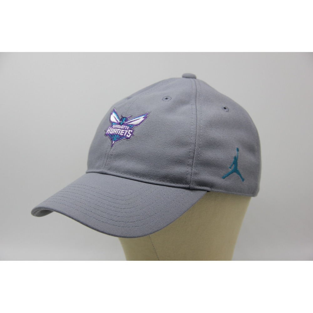 Jordan Brand Charlotte Hornets Adjustable Hat Gray Embroidered Logo Vintage 90's